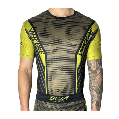 Mens Khaki No Gi Jiu Jitsu BJJ MMA Rashguard